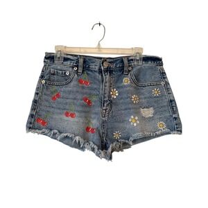 Aeropostale High Rise Shorty Shorts Women's Size 8 Cherry & Daisy Distressed 8